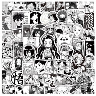 Set 100 Hình Dán Nhân Vật Truyện Tranh Anime Manga Sticker Đen Trắng Chống Thấm Nước Trắng Trang Trí Mũ Bảo Hiểm, Laptop