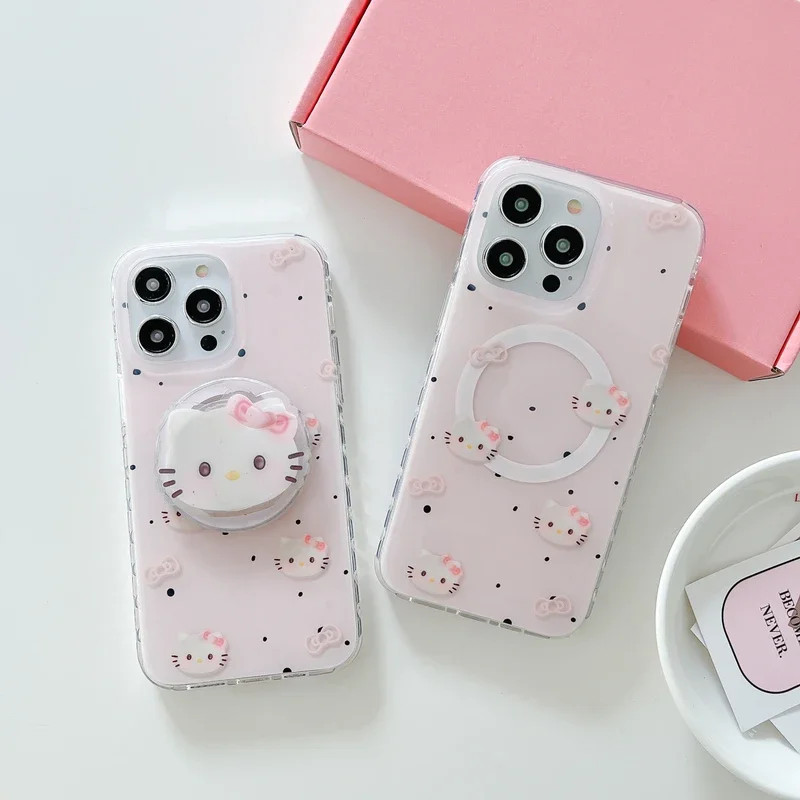 Hoạt Hình Dễ Thương Sanrio Hello Kitty Magsafe Socket Từ Hàn Quốc Giá Đỡ Nhẫn Cho IPhone Giá Đỡ Điện