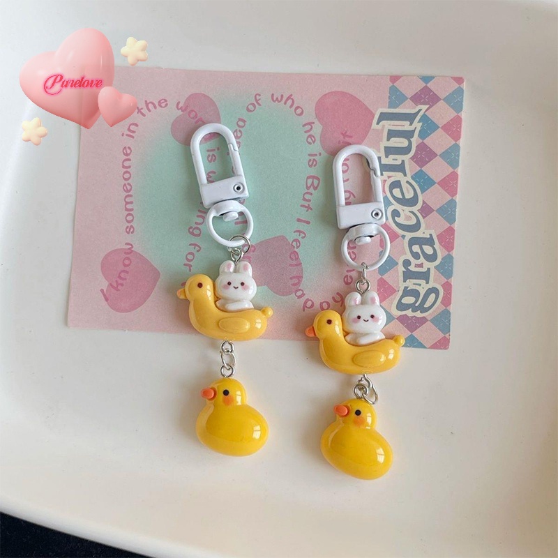 Móc khóa QrhYK hình vịt vàng/ thỏ/ vịt con xinh xắn