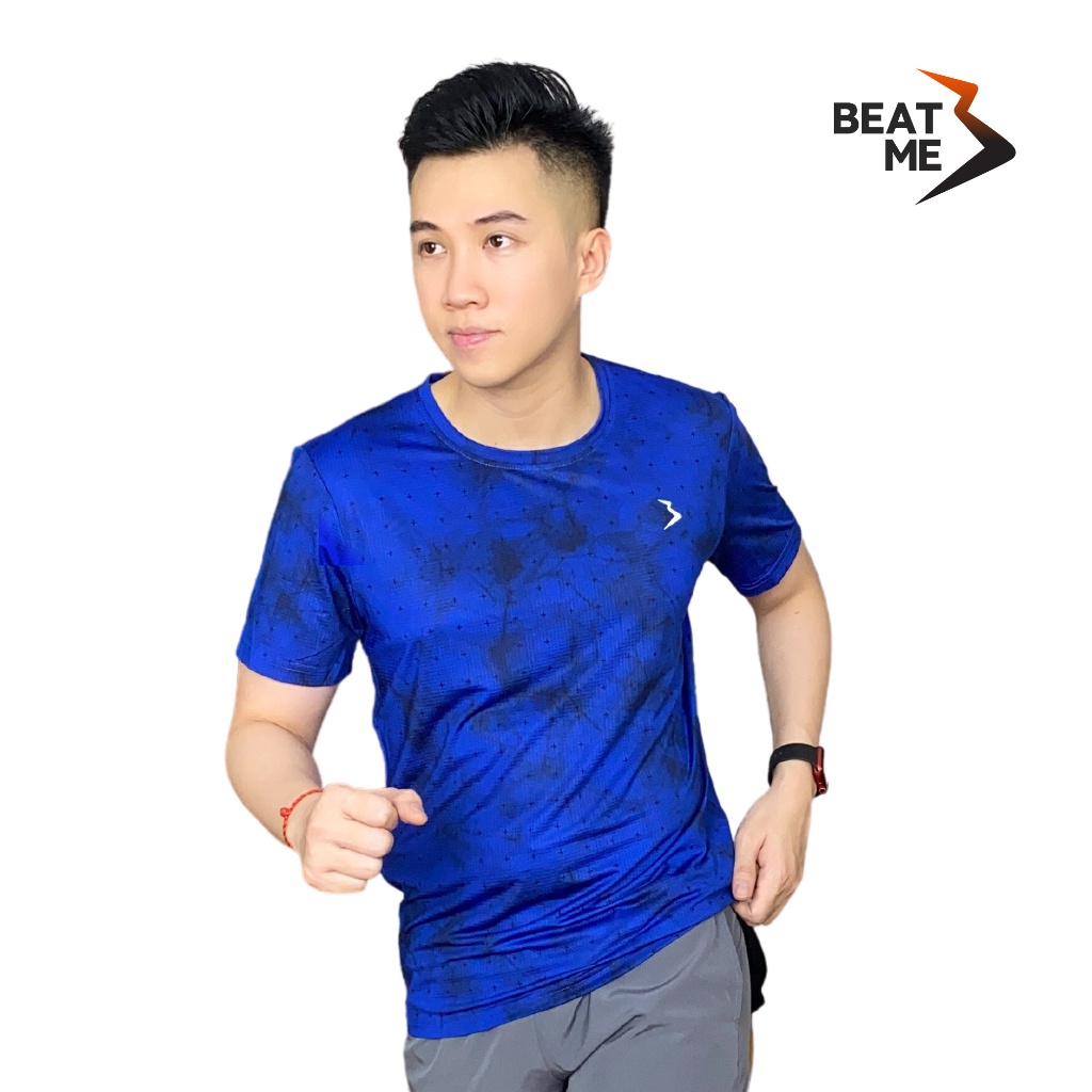 Áo Thun Nam Thể Thao Cổ Tròn Tập Gym Chạy Bộ Beatme Form Vừa Vái Siêu Mát Màu Xanh Loang Thoải Mái Tập Luyện Mùa Hè