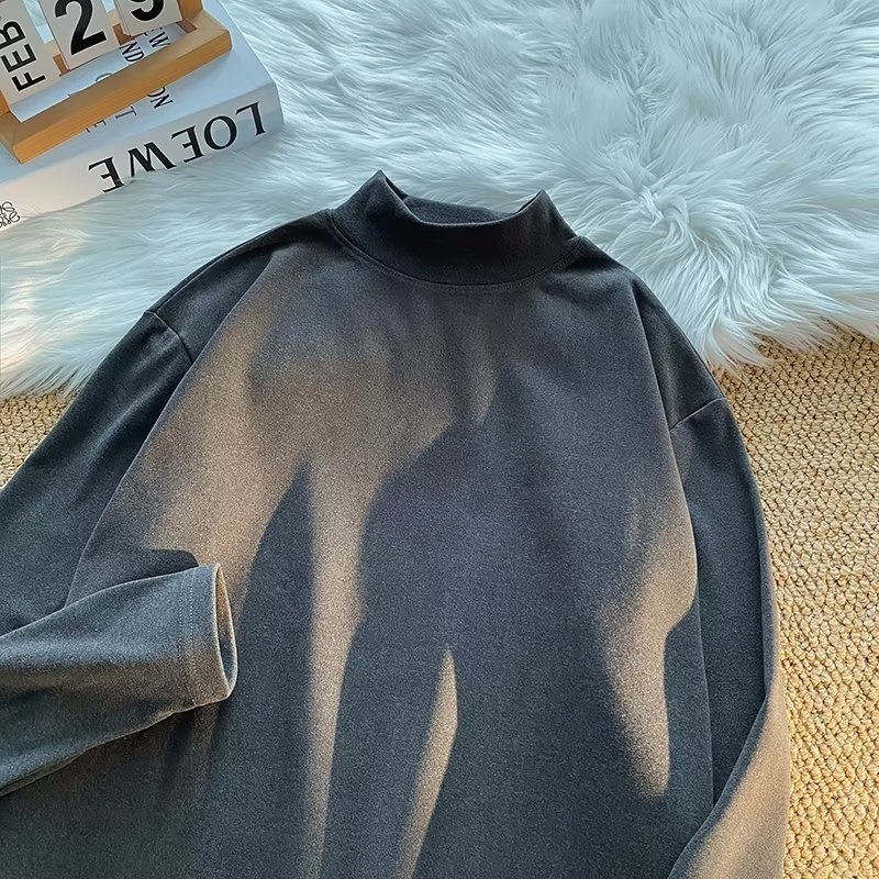 ✦AFFLIGA✦ Cao Cấp - Áo Thun Nam Tay Dài Cổ Cao Hai Mặt Màu Trơn Mặc Trong