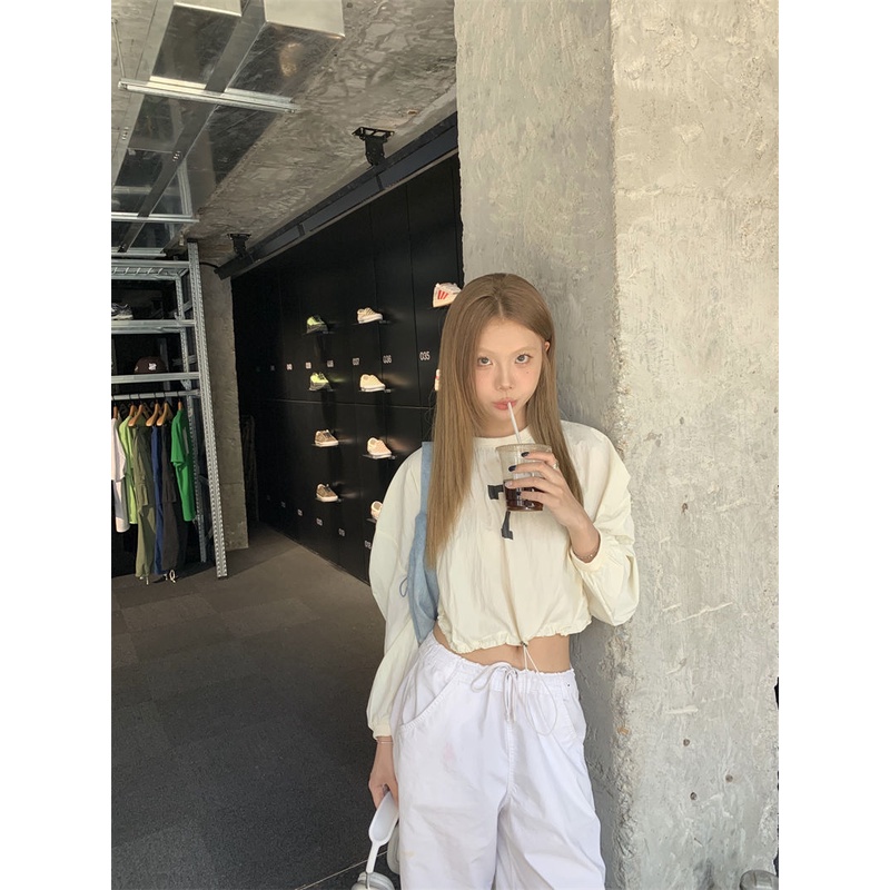 Plus Áo Thun croptop Tay Dài In Chữ Thời Trang Mùa Xuân Dành Cho Nữ Có size Lớn