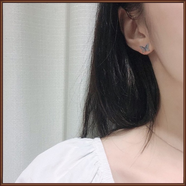 1 Đôi Bông Tai Bạc 925 Hình Bướm Ba Chiều