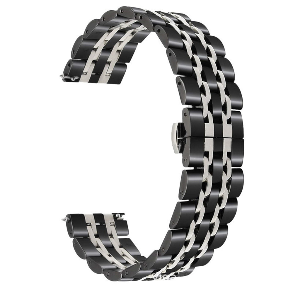 Dây Đeo Đồng Hồ Bằng Thép Không Gỉ 20mm 22mm Tích Hợp Hai Khóa Nhấn Hình Bướm Màu Trơn Thông Dụng Cho galaxy watch 42 46mm active2 gear s2 s3
