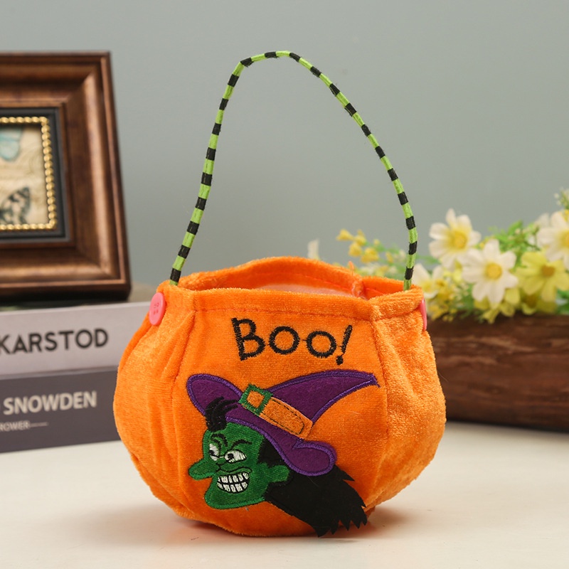 Túi Đựng Kẹo Hình Tròn Họa Tiết Ma Bí Ngô Trang Trí halloween Cho Bé