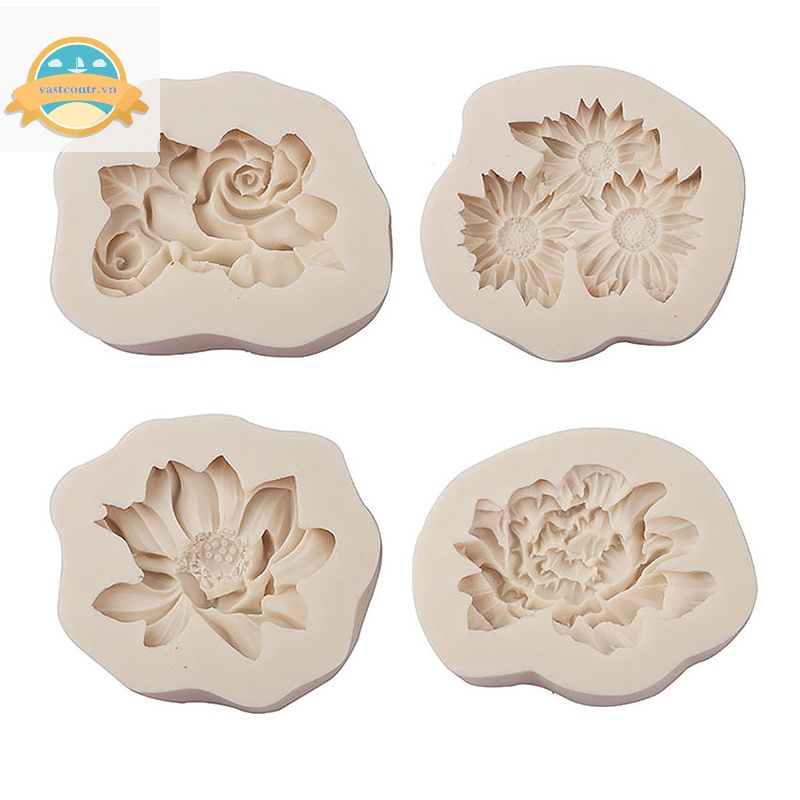 1 Khuôn Silicon Hình Hoa Mẫu Đơn / Hoa Sen / Hoa Hồng Trung Quốc vn