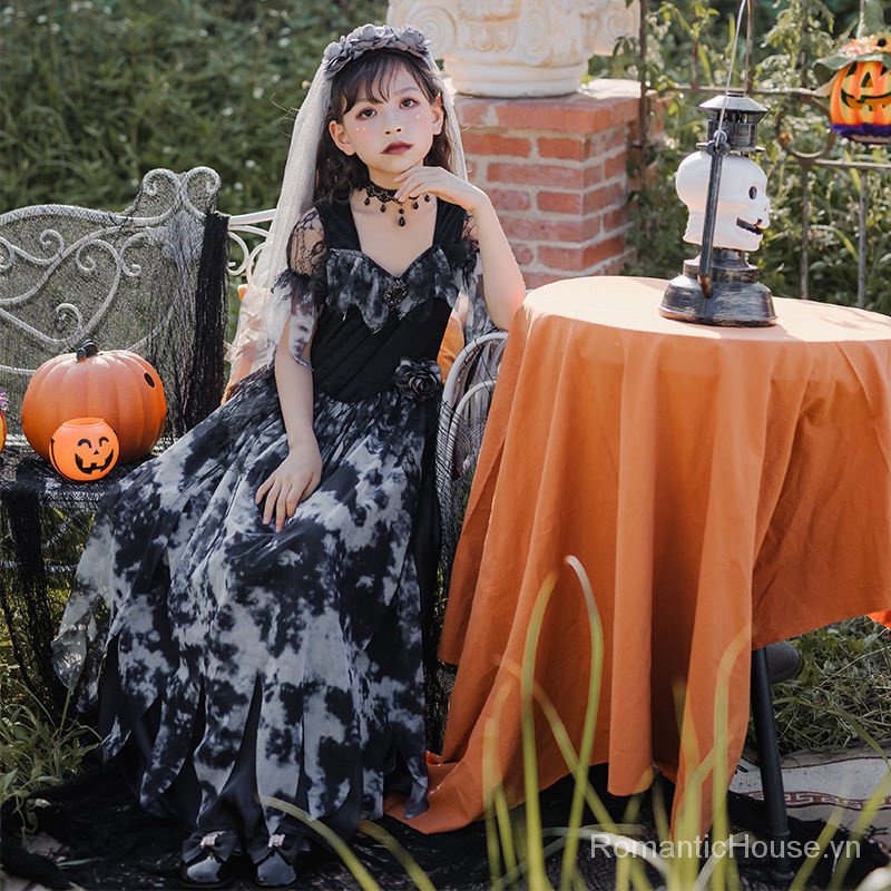 Bộ Đồ Hóa Trang Nữ Hoàng Ma Cà Rồng Cho Bé Gái Dịp halloween