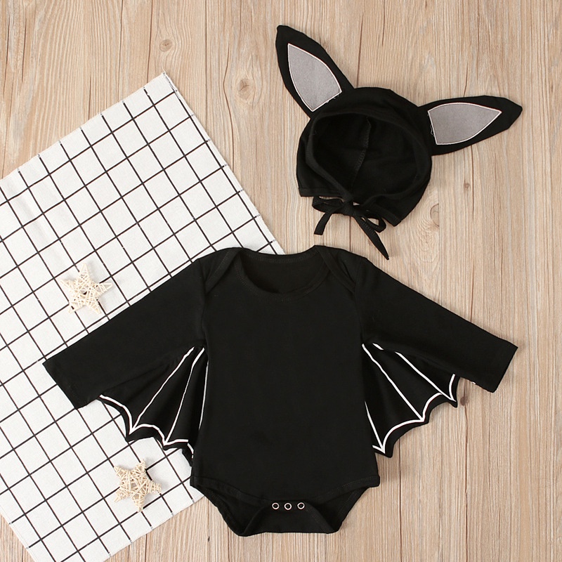 Set Đồ Mùa Thu 2 Món Gồm Áo Liền Quần Tay Dài In Họa Tiết batman Cho Bé Sơ Sinh