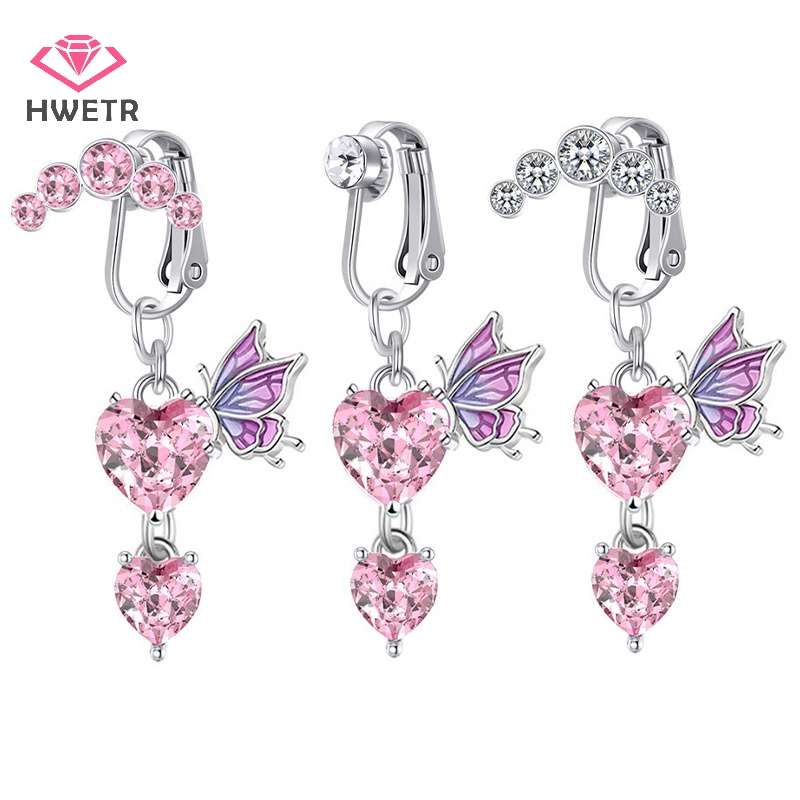 Khuyên rốn/ mũi/ tai HWETR bằng thép không gỉ hình cánh bướm/ trái tim mới