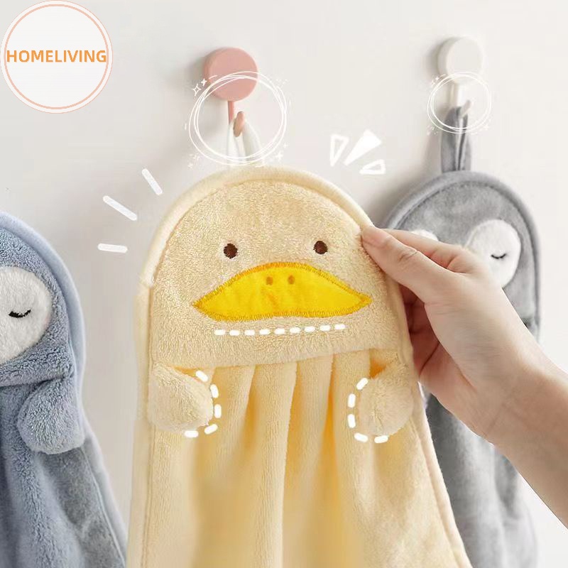 Khăn Lau Tay Bằng Lông Cừu San Hô Thấm Hút Nước Có Móc Treo Hoạt Hình Dễ Thương vn