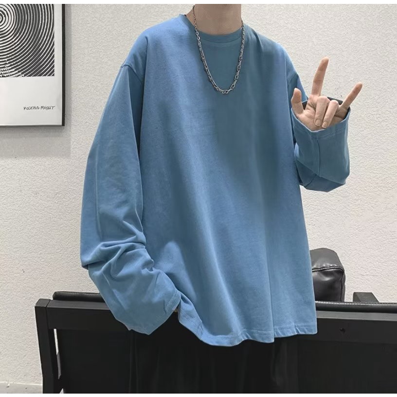 Áo Thun Trơn 100% cotton Tay Dài Dáng Rộng plus size m-10xl