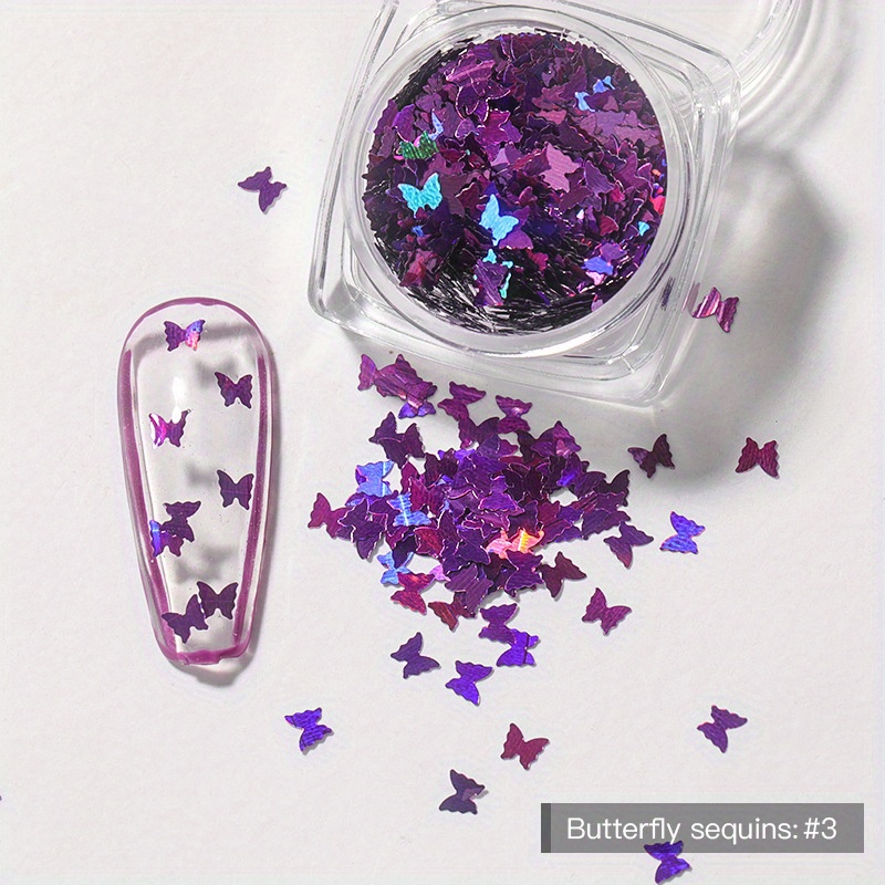 Hộp Sequin Lấp Lánh Hình Bướm Nhiều Màu Sắc Dùng Trang Trí Móng Tay Nghệ Thuật