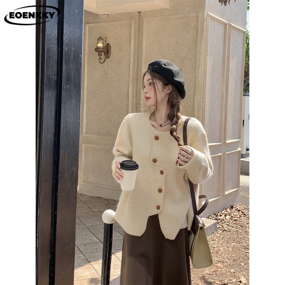 EOENKKY Áo Len áo khoác cardigan  Thời trang hàn quốc Thời trang Cái mới Chic Phong cách A91K68U 37Z230915