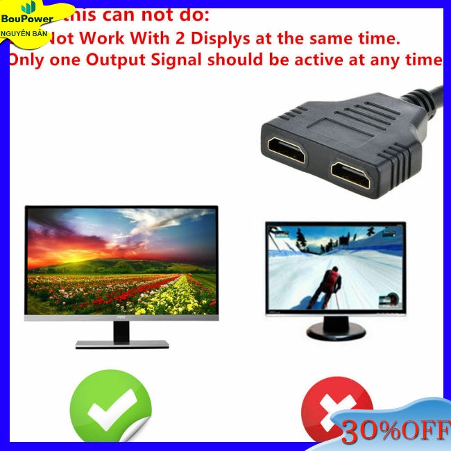 Boupower Dây Cáp Chuyển Đổi hdmi 1080p hdtv 1 input 2 Đầu Ra