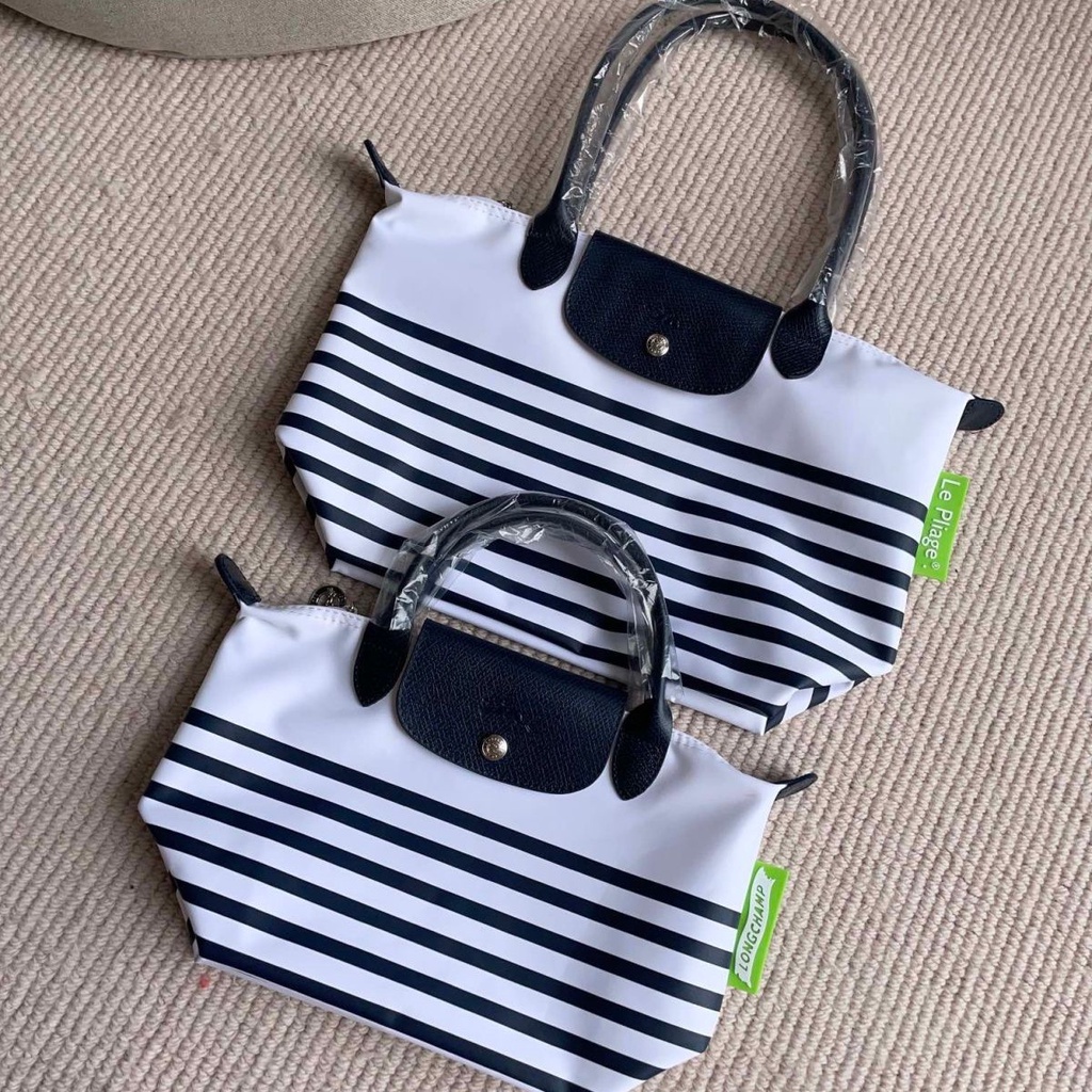 Túi Xách Đeo Vai Tay Cầm Dài Cỡ Lớn Họa Tiết Kẻ Sọc Màu Xanh navy Phong Cách Mới 2023 Cho Nữ