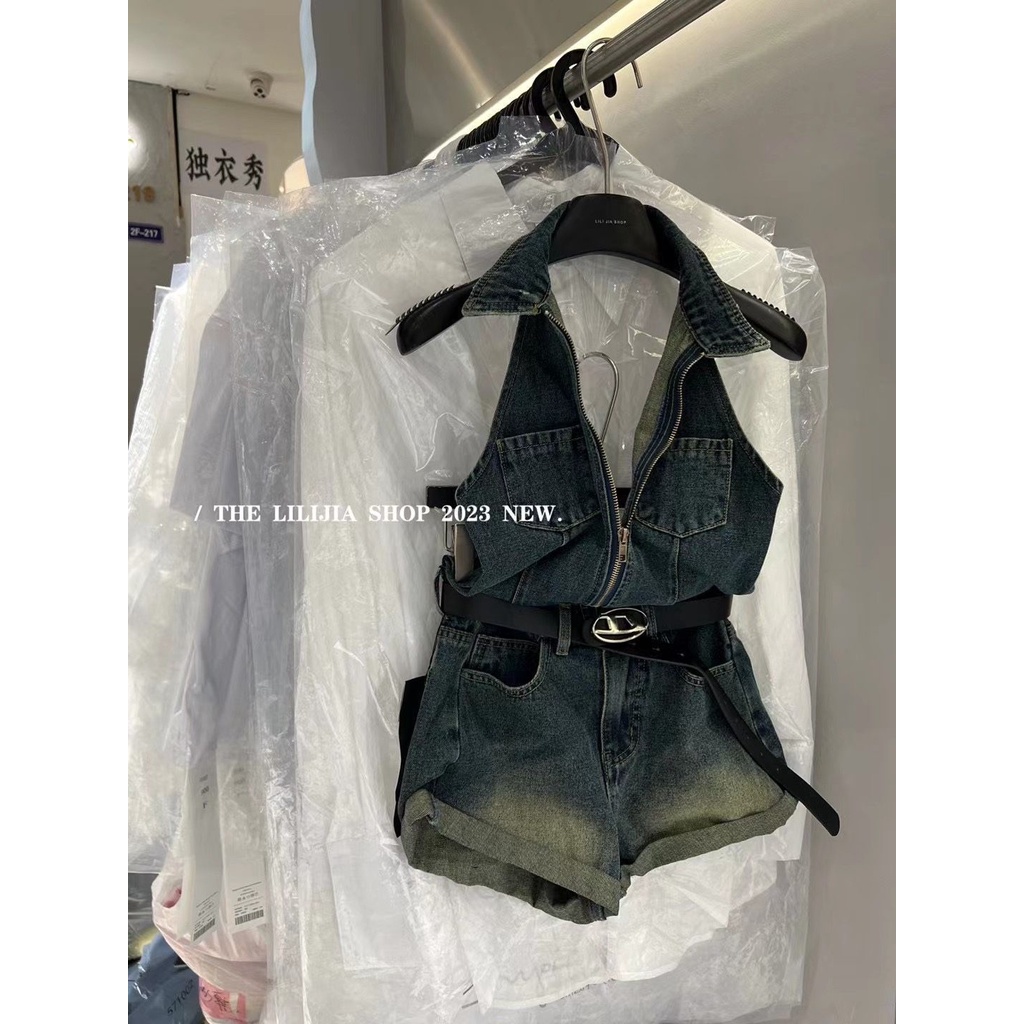 Jumpsuit denim Cổ Bẻ Phong Cách Thời Trang Mới 2023