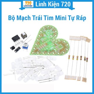 Bộ mạch trái tim mini tự lắp ráp 25 led hai màu đỏ, xanh dương