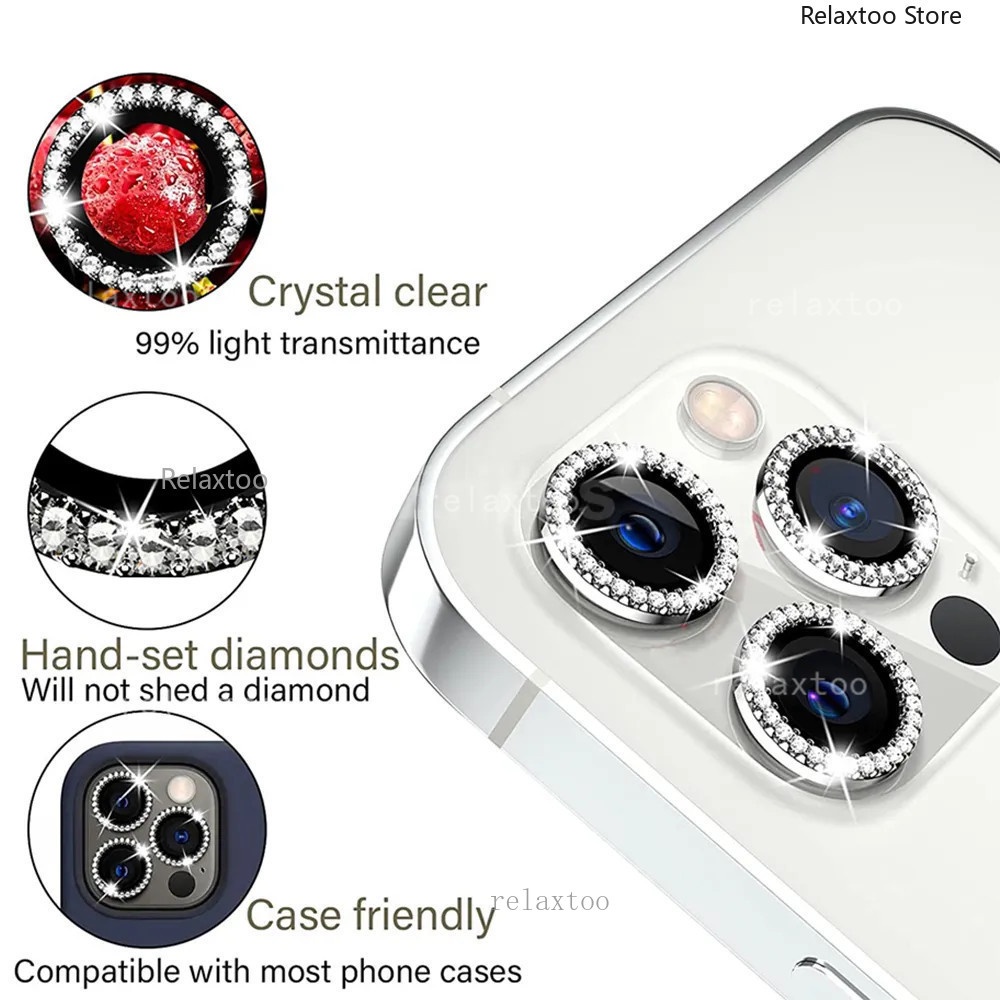 Kính Cường Lực Bảo Vệ camera Sau Có Vòng Nhẫn Kim Loại Cho iphone 15 pro max plus 15 promax 5g 15pro 15plus 15promax