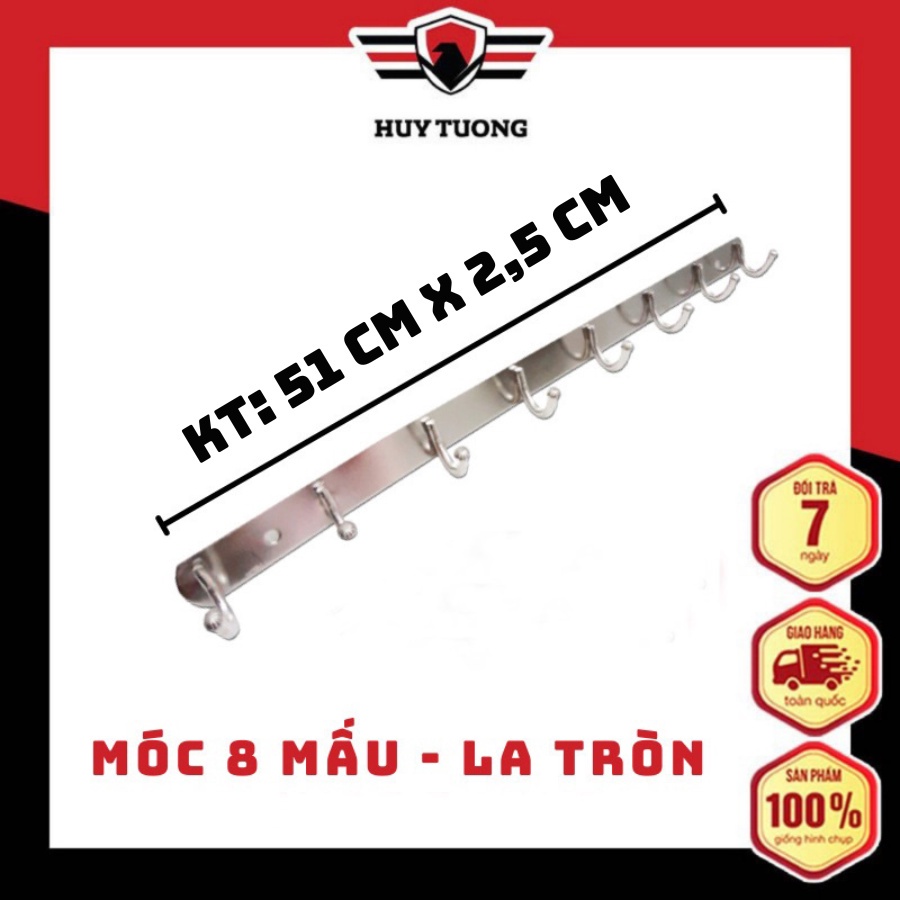 Móc treo tường, gắn tường treo quần áo inox từ 6 đến 10 mấu  - HUY TUONG