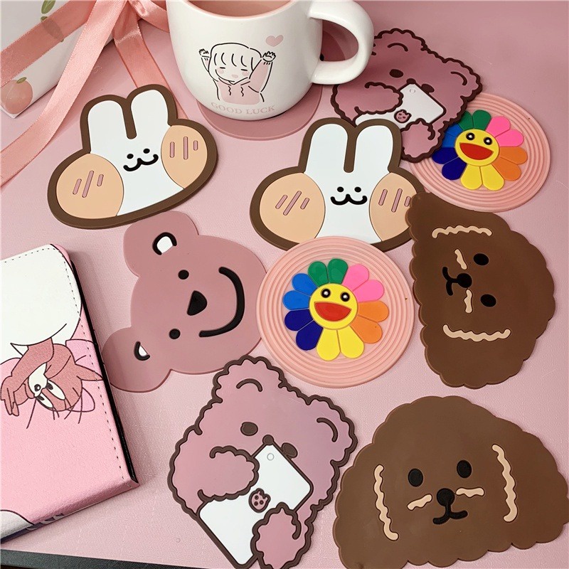 Đế Lót Ly Chống Nước Chống Trượt Cách Nhiệt Thiết Kế Hoạt Hình Dễ Thương Phù Hợp Cho Bàn Ăn jp5