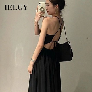 IELGY Váy treo lưng không eo sang trọng kiểu Pháp dành cho nữ
