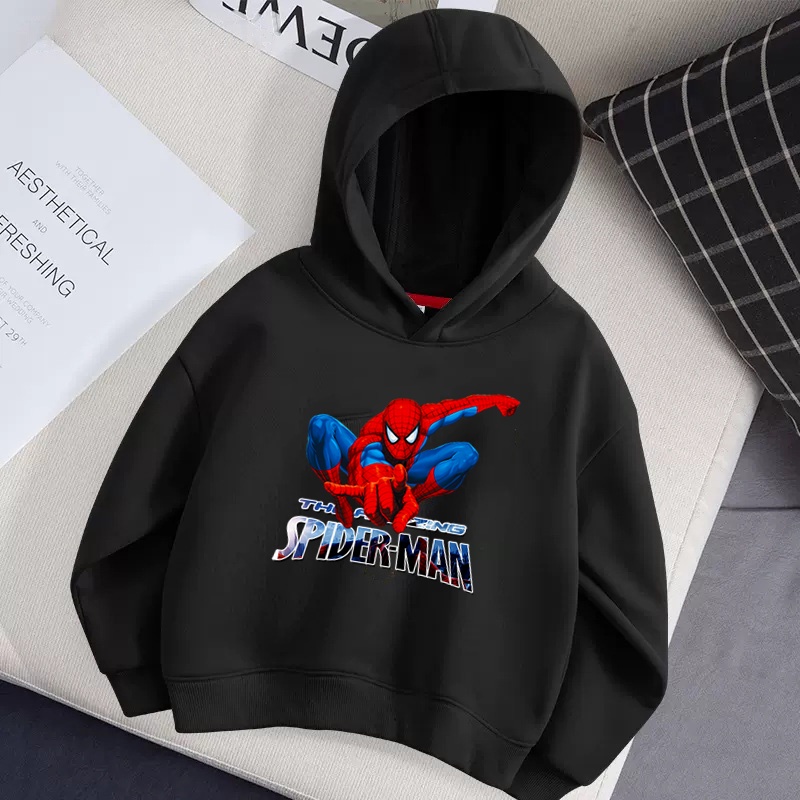 Lolocee Áo hoodie In Hình Người Nhện marvel Thời Trang Mùa Đông Cho Bé Trai