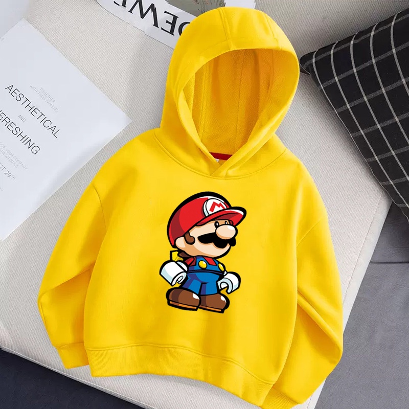 Áo Khoác hoodie Tay Dài In Hình super mario Thời Trang Mùa Đông Cho Bé Trai