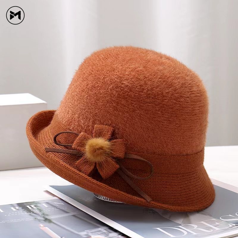 Nón Tai Bèo Phối Lông Nhung Mềm Mại Thời Trang Mới 2023 Cho Phụ Nữ Trung Niên