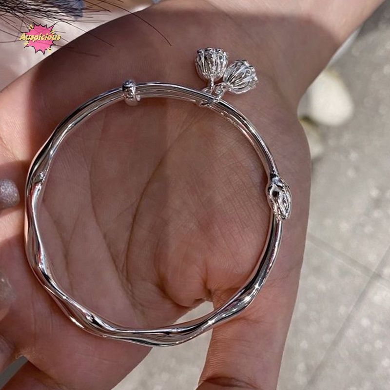 Vòng Tay Bạc Mặt Phật Hình Hoa Sen vintage Thời Trang Quà Tặng Ngày Của Bạn Nữ mobius