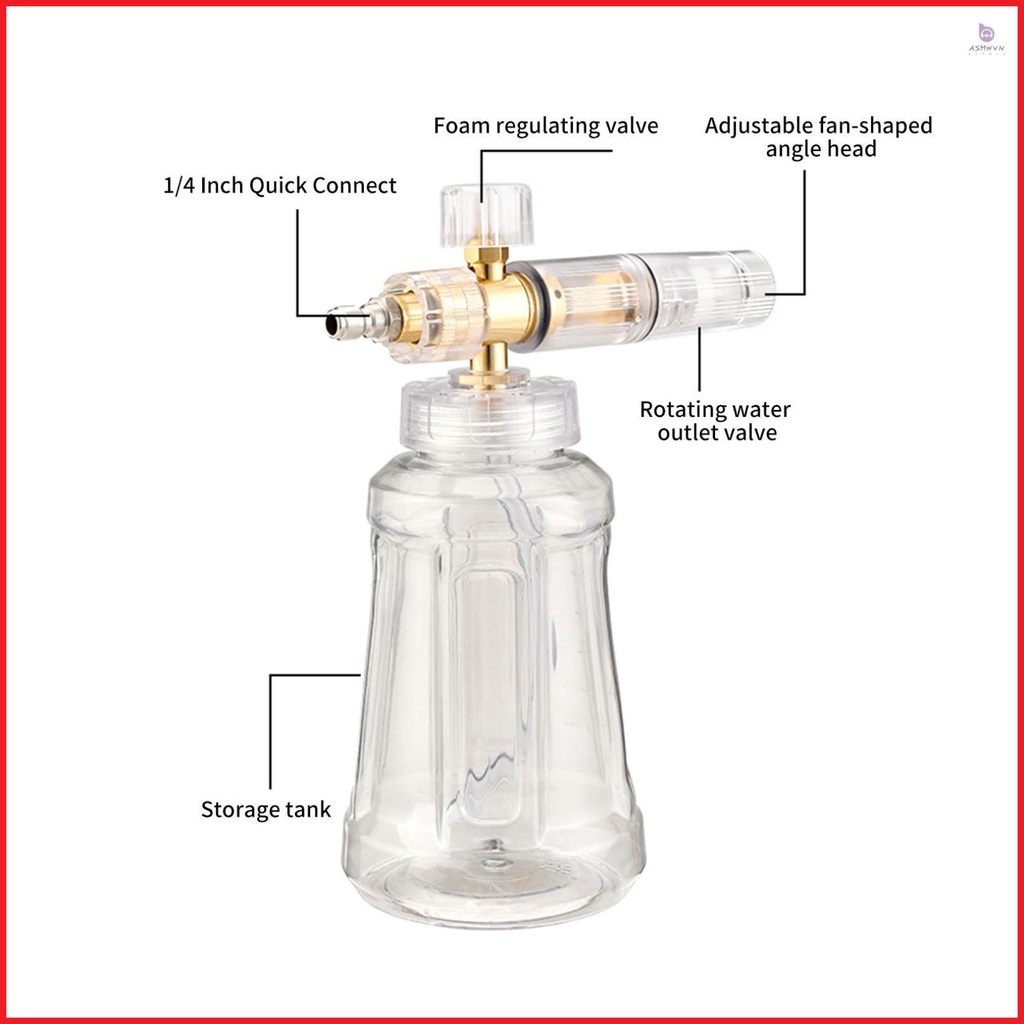 Foam Cannon for Car Washing - Quick Connect, Adjustable Nozzle, 1L Bottle