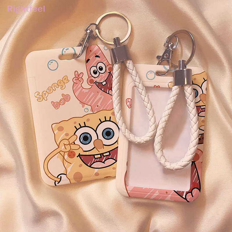 Rightfeel Ví Đựng Thẻ id / Thẻ id Hình Vuông Họa Tiết Hoạt Hình spongebob Dễ Thương Cho Học Sinh Mới