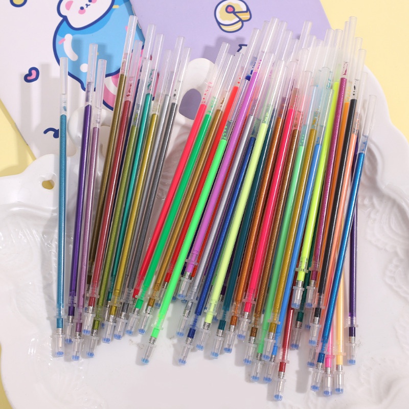 Bộ 12 Bút Mực gel Ngòi Kim Tuyến Nhiều Màu Sắc Dùng Cho Văn Phòng / Học Sinh