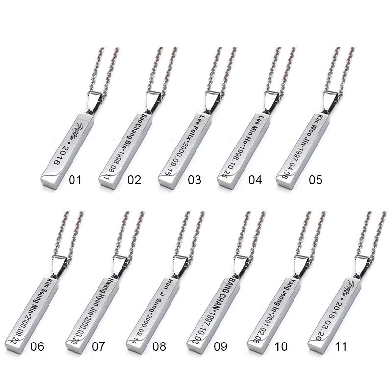 Kurong Vòng cổ Thép Không Gỉ Mặt Tên Thành Viên Nhóm Nhạc kpop stray kids