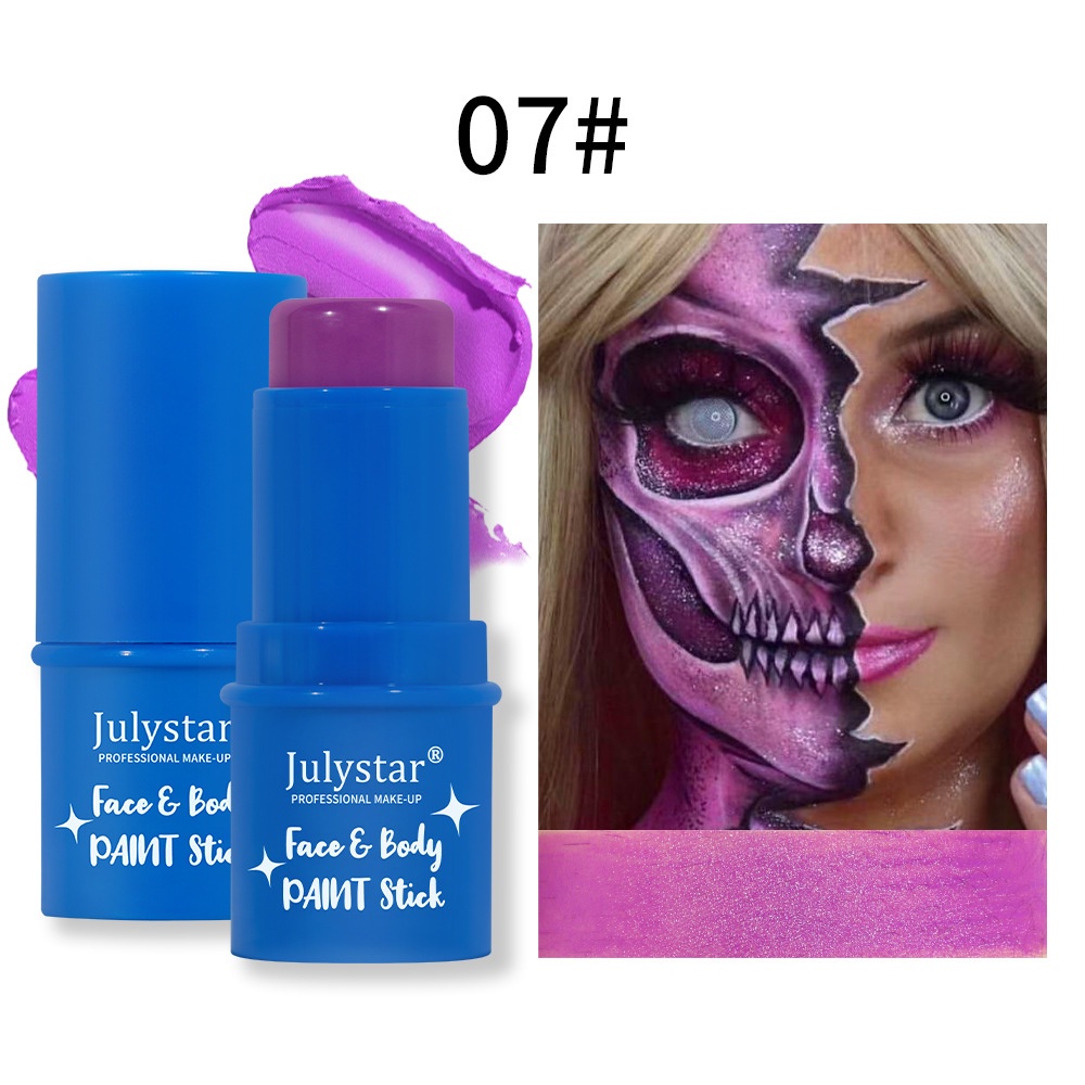 Julystar Halloween Painting Stick Body Painting Cream 8 Màu Huỳnh Quang Hòa Tan Trong Nước Giai đoạn Trên Khuôn Mặt đầy Màu Sắc Glow In The Dark Stage Painting Stick 2024 Mới