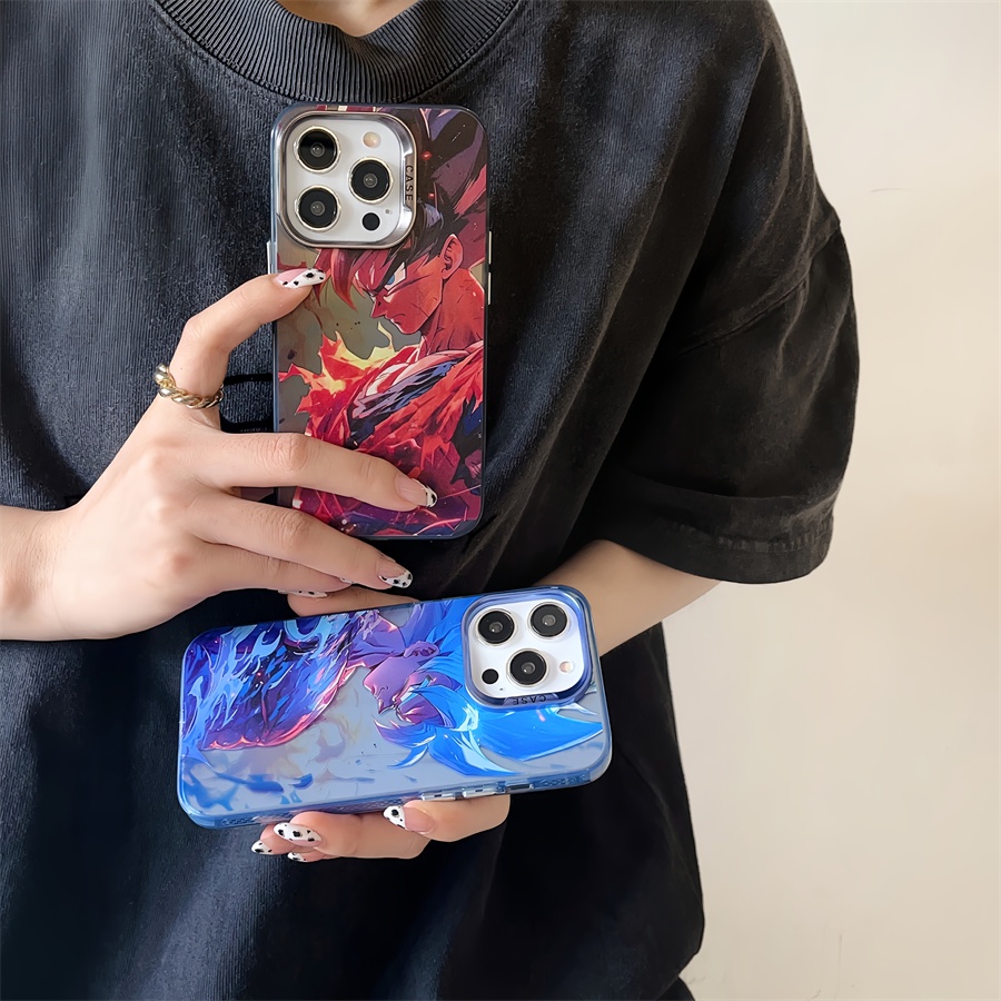 Ốp Điện Thoại Cứng Mạ Điện Họa Tiết Hoạt Hình dragon ball goku Cho iPhone15 pro max iphone 14 pro max iphone 13 pro max iphone 12 pro max
