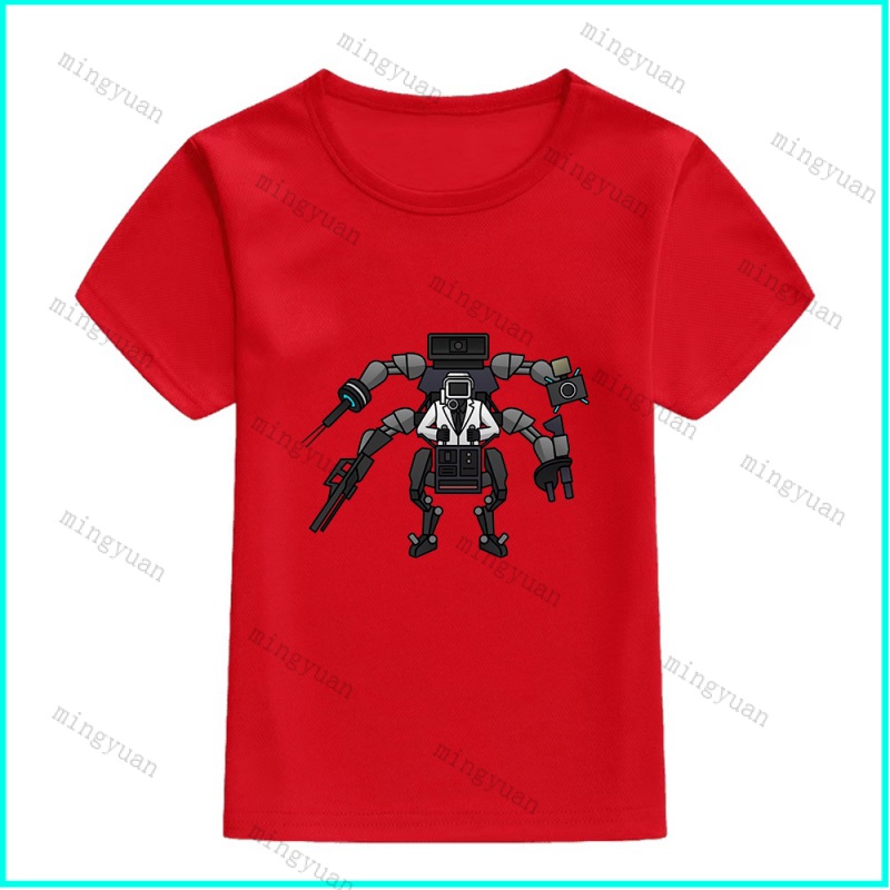 Mingyuan cameraman mech skibidi toilet trẻ em t-shirt tshirt thường ngắn tay áo lỏng unisex thanh thiếu niên tee top