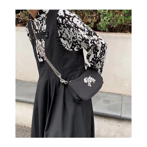Túi Xách Da Pu Màu Đen Phối Dây Xích Độc Đáo Thời Trang Cho Nữ