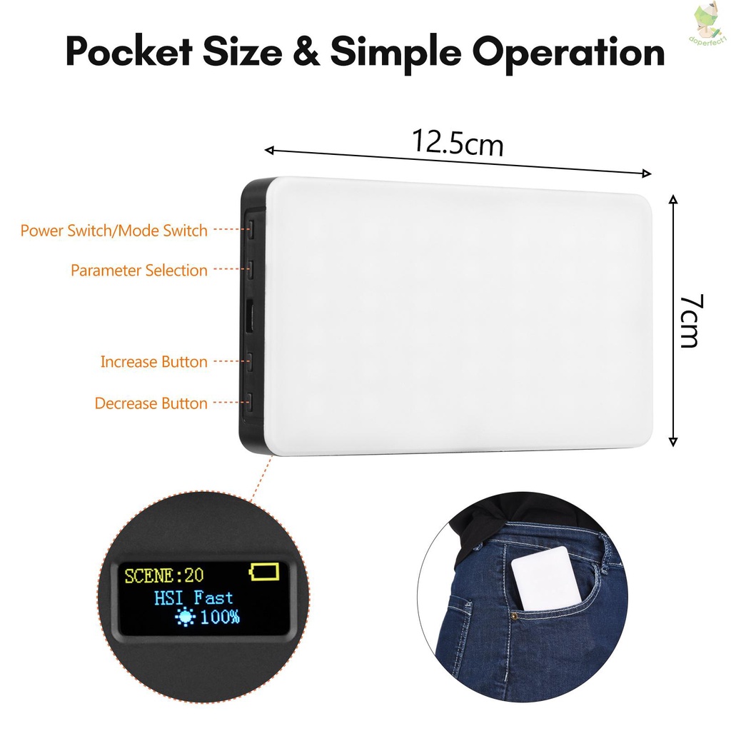 Đèn led rgb 2500k-9000k 20 Hiệu Ứng Xây Dựng Với Pin Có Giá Đỡ Cho selfie live stre came-9.7