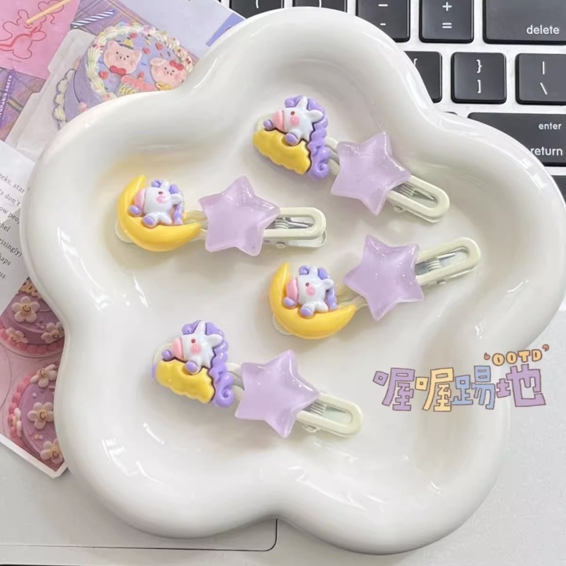 Dễ Thương Kẹp Tóc Hình Kỳ Lân / Ngôi Sao / Đám Mây Bằng acrylic / Kim Loại Thời Trang Cho Bé Gái
