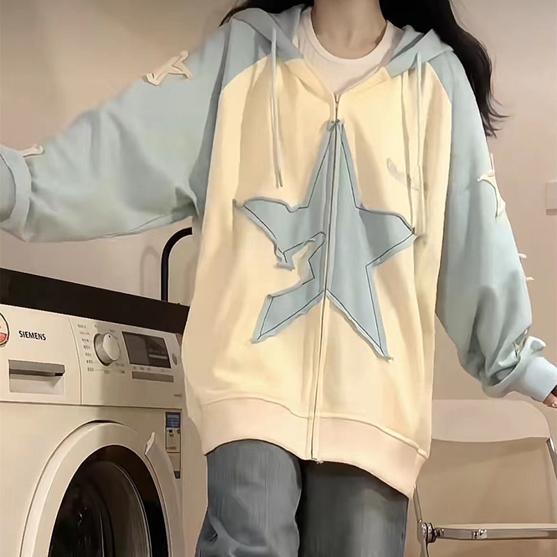 Áo Hoodie zhu xia Tay raglan Ngôi Sao Ghép Nối Cho Nữ