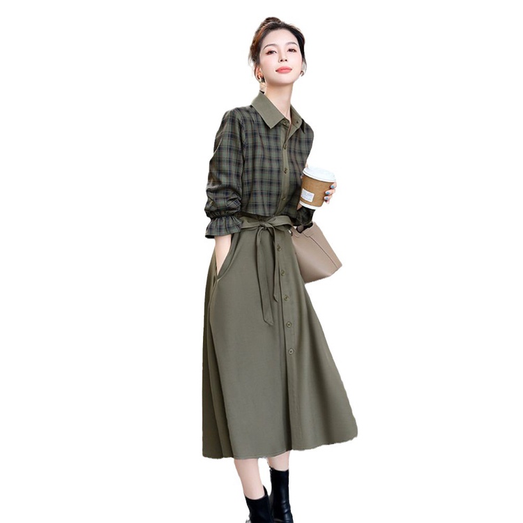 Áo Sơ Mi Ôm Dáng Giả Hai Mảnh Họa Tiết Kẻ Ô Thời Trang Mùa Thu 2023 Phong Cách Mới