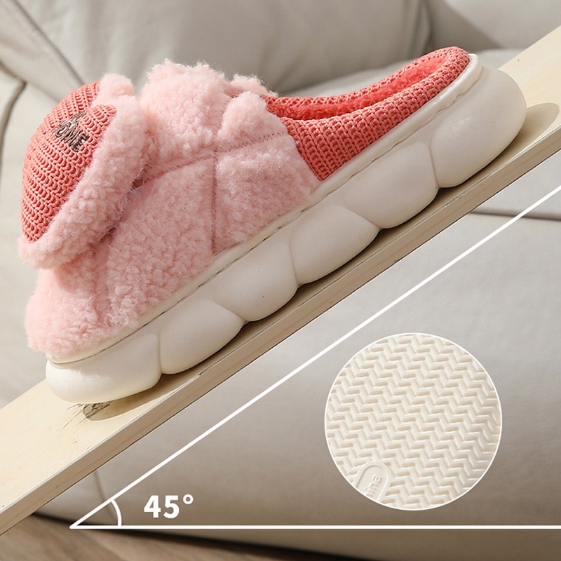 Dép Bông cotton Dệt Kim Đính Nơ Dễ Thương Cho Nữ