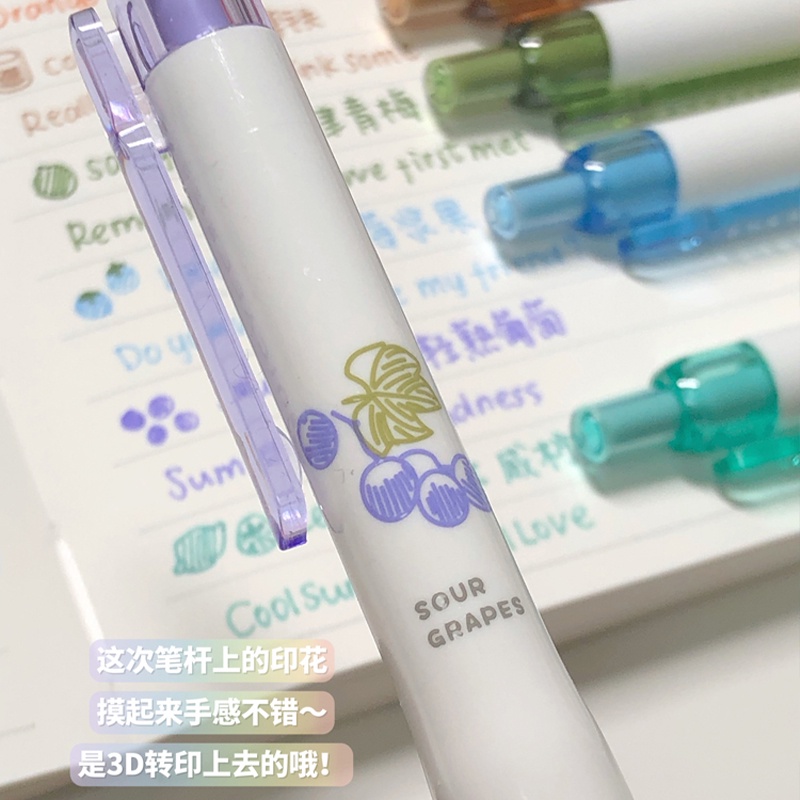 Bút Mực gel Ngòi 0.5mm Nhanh Khô Nhiều Màu Sắc Họa Tiết Trái Cây Sáng Tạo Cho Học Sinh
