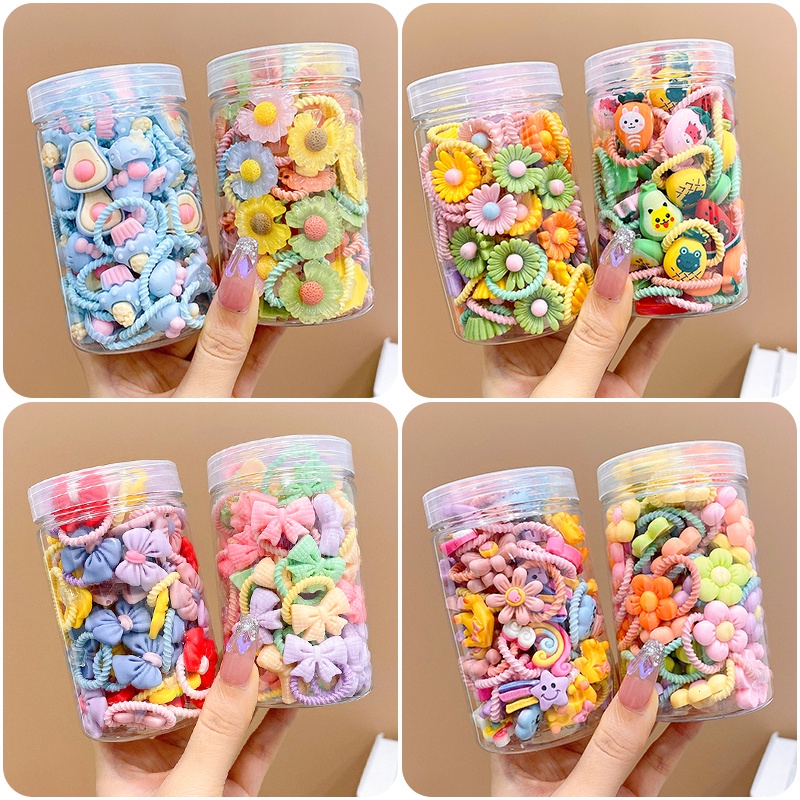 Set 20 / 40 Dây Chun Buộc Tóc Hoạt Hình Dễ Thương Cho Bé
