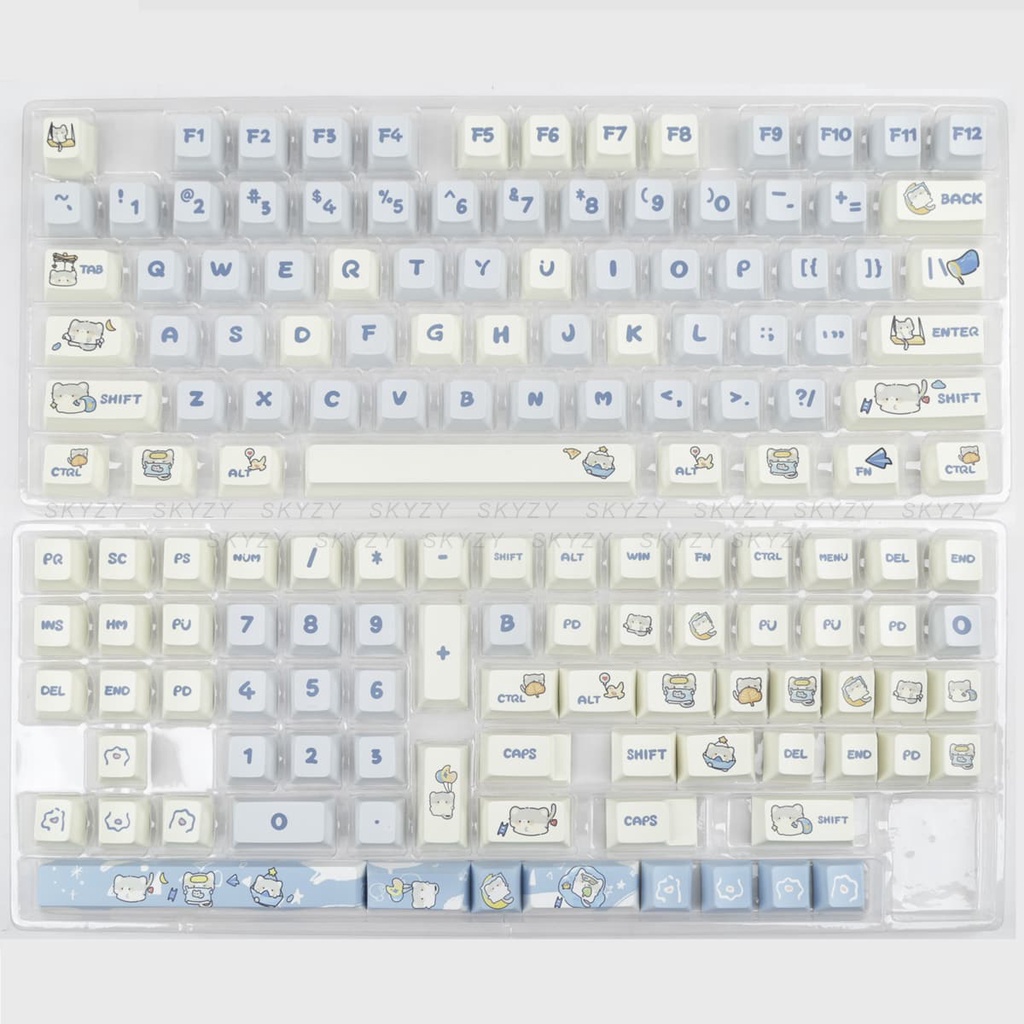Daydream Kitten Keycaps Cherry Profile Hoạt Hình PBT Dye Sub Bàn Phím Cơ Keycap