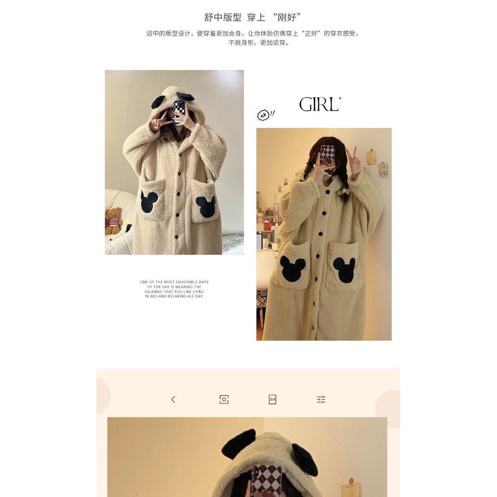 Đầm Ngủ Tay Dài Chất Nỉ Dày Dặn Thời Trang Mùa Đông 2023 Dễ Thương Cho Nữ