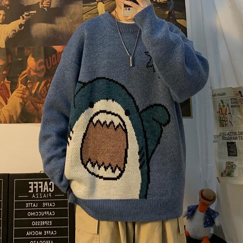 Áo sweater Dày Dặn Cổ Tròn Dáng Rộng In Hình Phong Cách Hàn Quốc Thời Trang Thu Đông Cho Nam