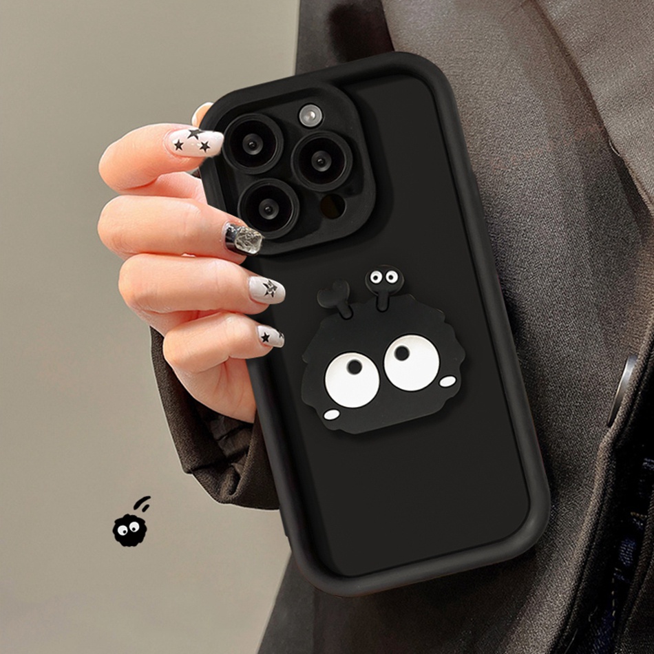 Ôp Điện Thoại Silicon Dẻo Màu Đen 3d Dễ Thương Cho iphone 11 12 13 14 15 pro max 11pro 12pro x xr xs max 7 8 plus se 2020 Ốp