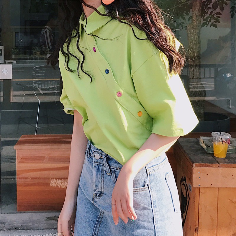 Áo Thun Tay Ngắn Màu Trơn Kiểu Dáng Đơn Giản Cho Nữ