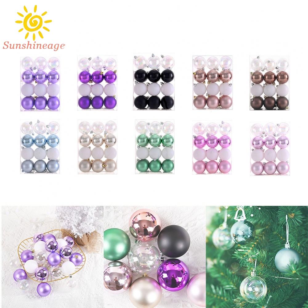 Bộ 24 Trái Châu Trong Suốt Kích Thước 6cm Dùng Trang Trí Cây Thông Giáng Sinh